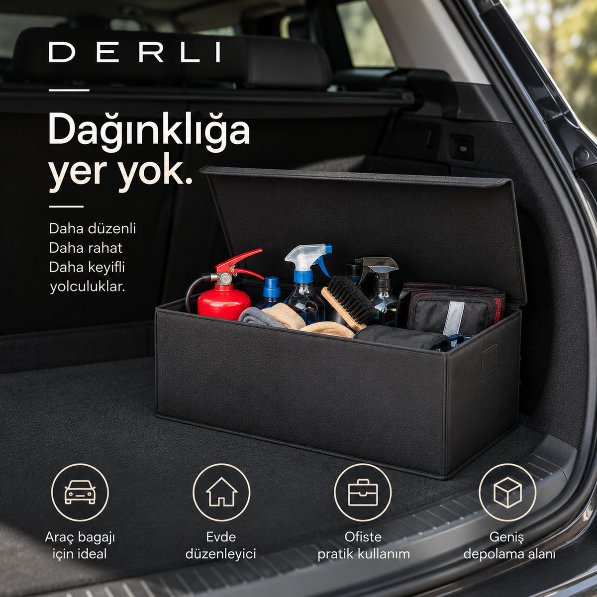 DERLI - Siyah Araba Bagaj Çantası
